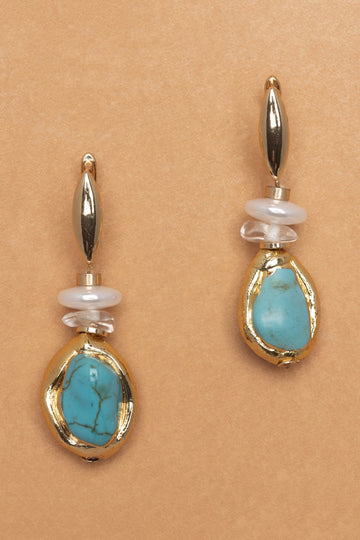Turquoise White Drop Earrings - Nakamol