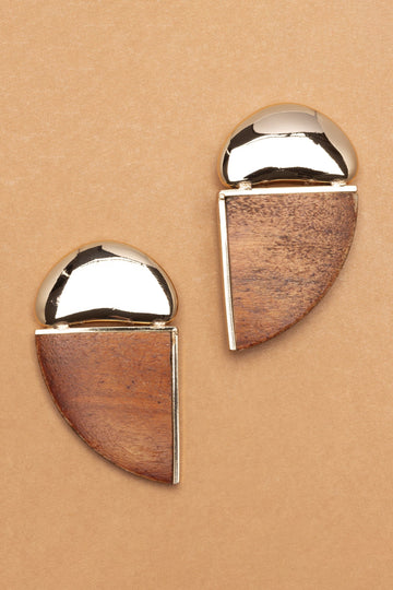 Geometrical Brown Gold Earrings - Nakamol