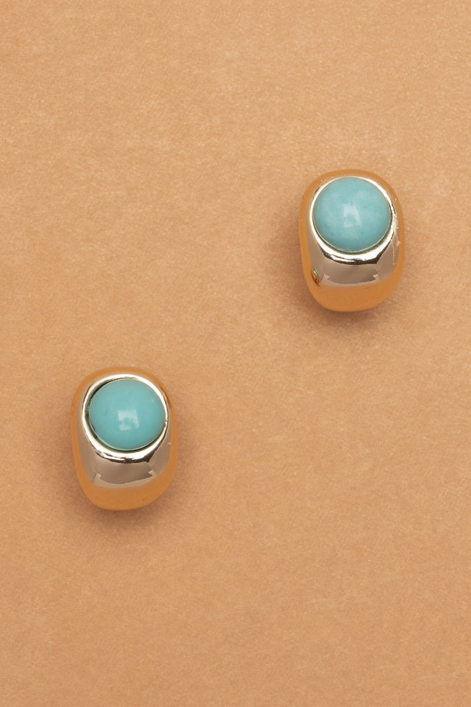 Turquoise Gold Loop Earrings - Nakamol