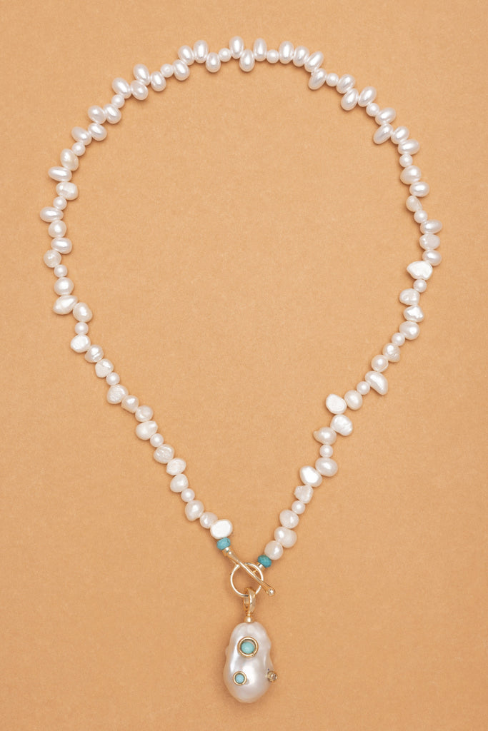 Baroque White Lariat Necklace - Nakamol