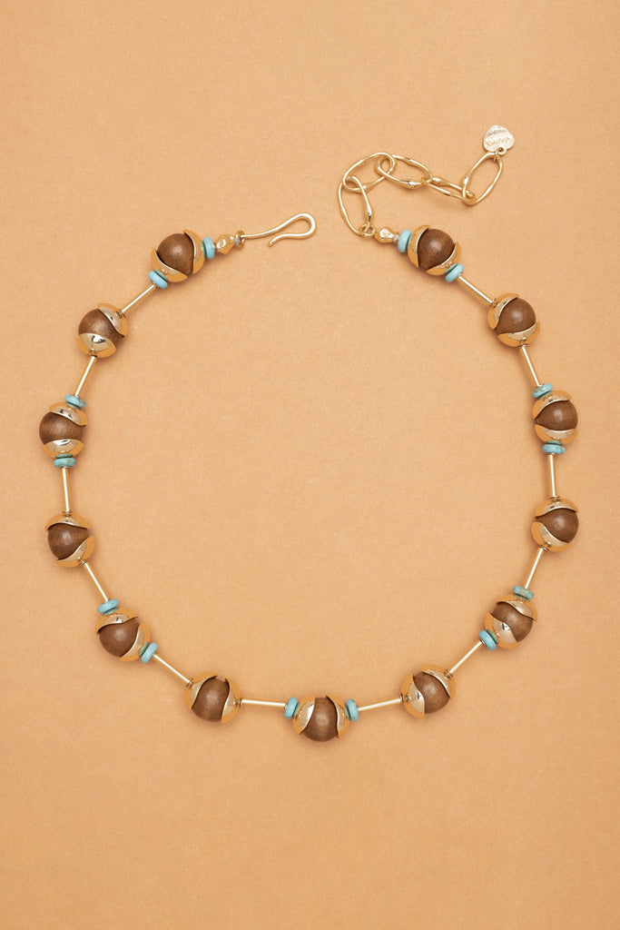 Brown Ball Turquoise Necklace - Nakamol