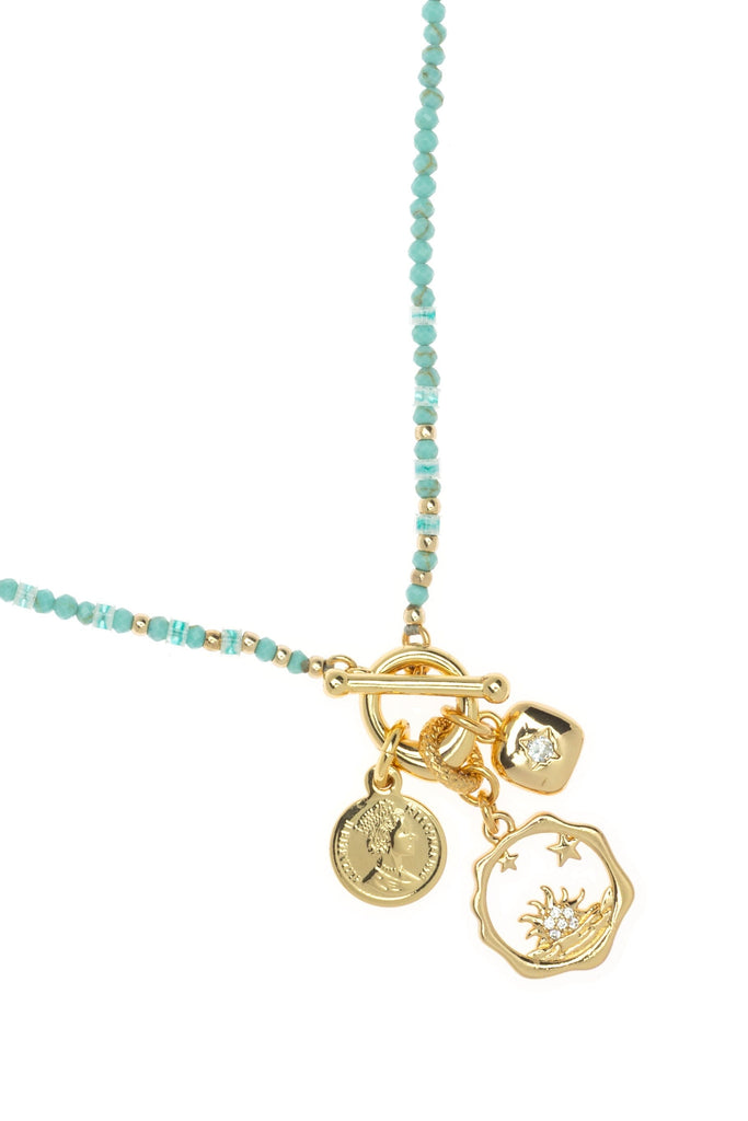 Turquoise Charm Pendant Long Necklace - Nakamol