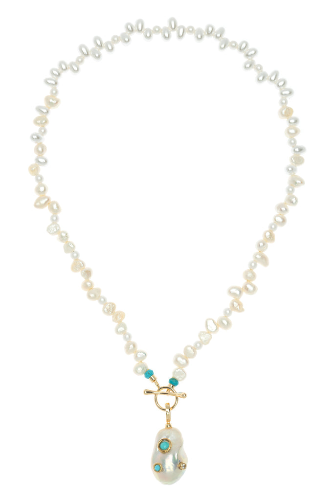 Baroque White Lariat Necklace - Nakamol