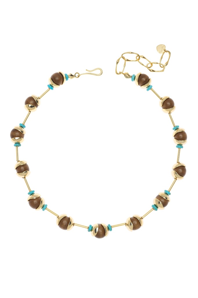 Brown Ball Turquoise Necklace - Nakamol