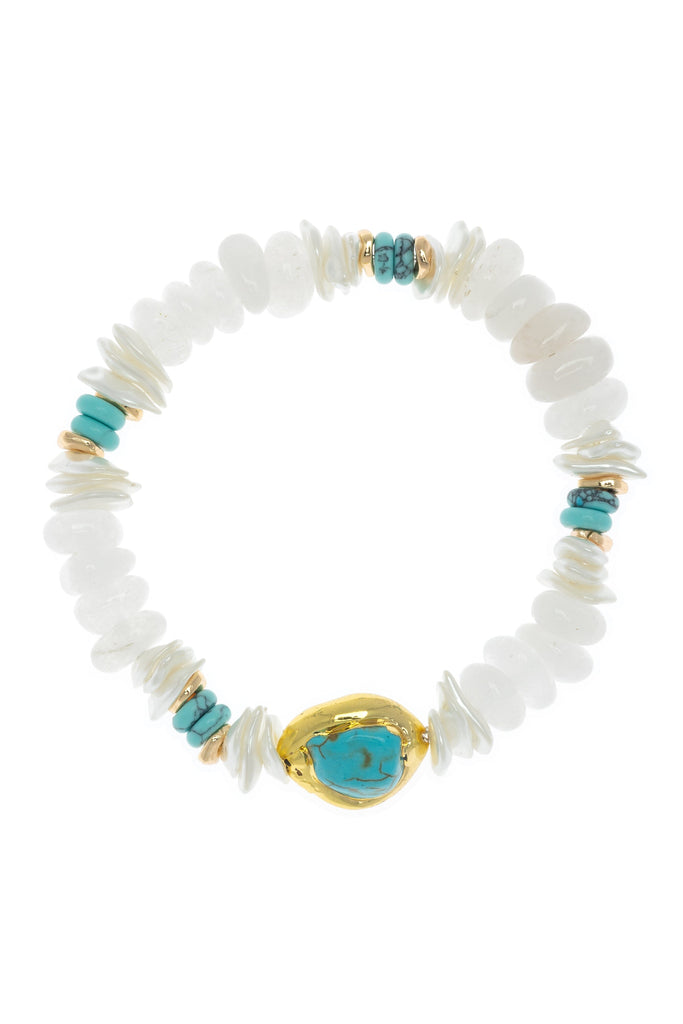 Chunky White Turquoise Stretchy Bracelet - Nakamol