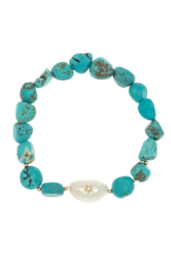Chunky Turquoise Stretchy Bracelet - Nakamol