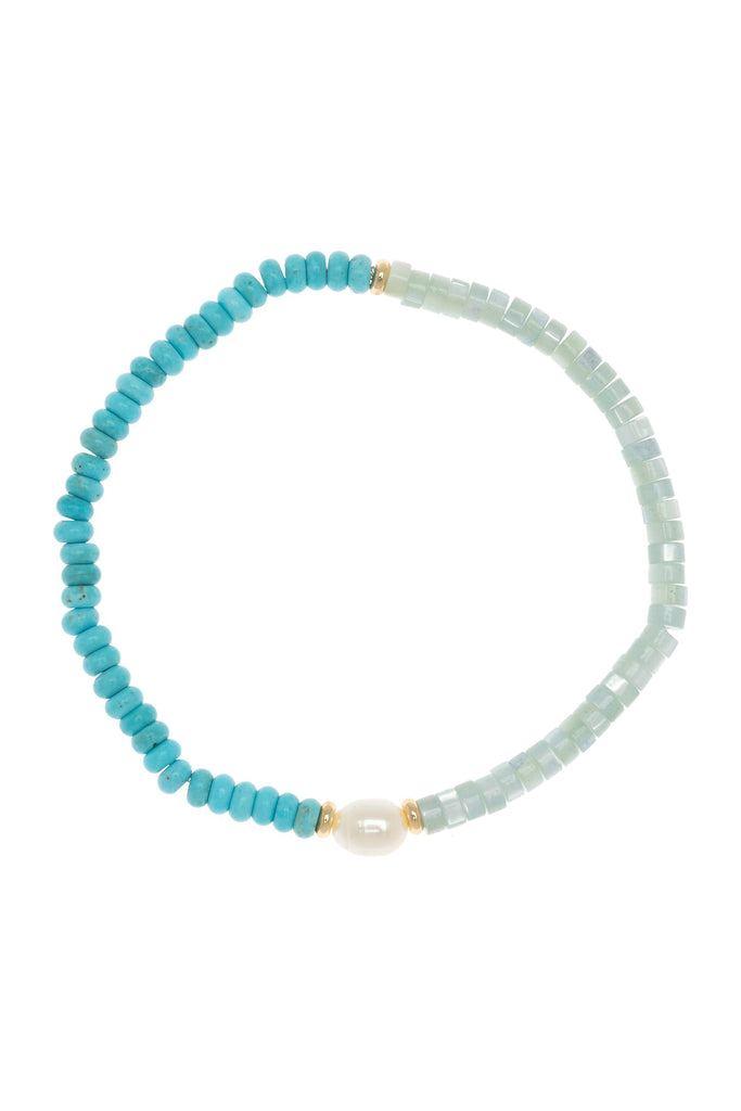 Asymmetrical Amazonite Turquoise Stretchy Bracelet - Nakamol