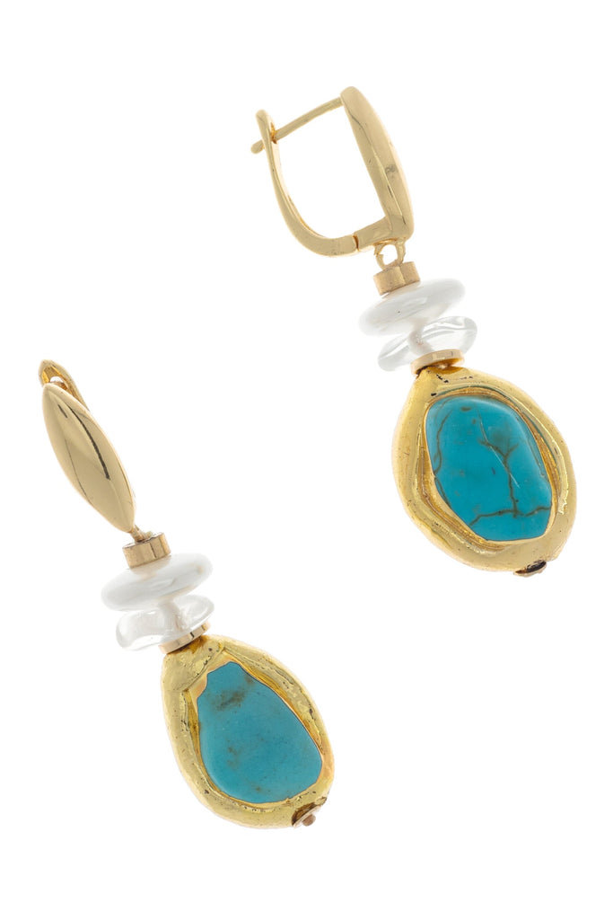 Turquoise White Drop Earrings - Nakamol