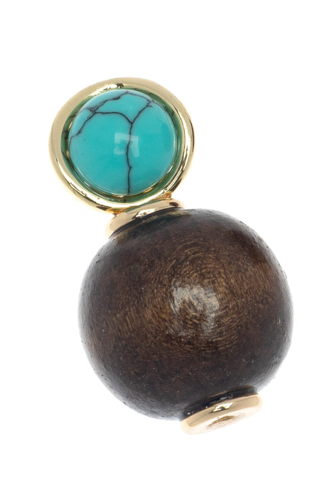 Brown Turquoise Double Ball Earrings - Nakamol