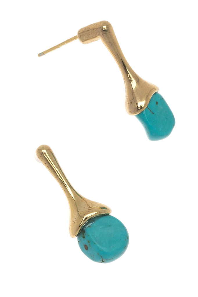 Geometrical Turquoise Drop Earrings - Nakamol