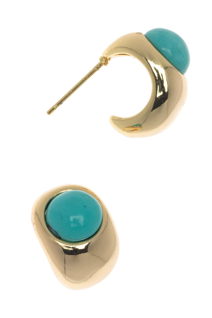 Turquoise Gold Loop Earrings - Nakamol