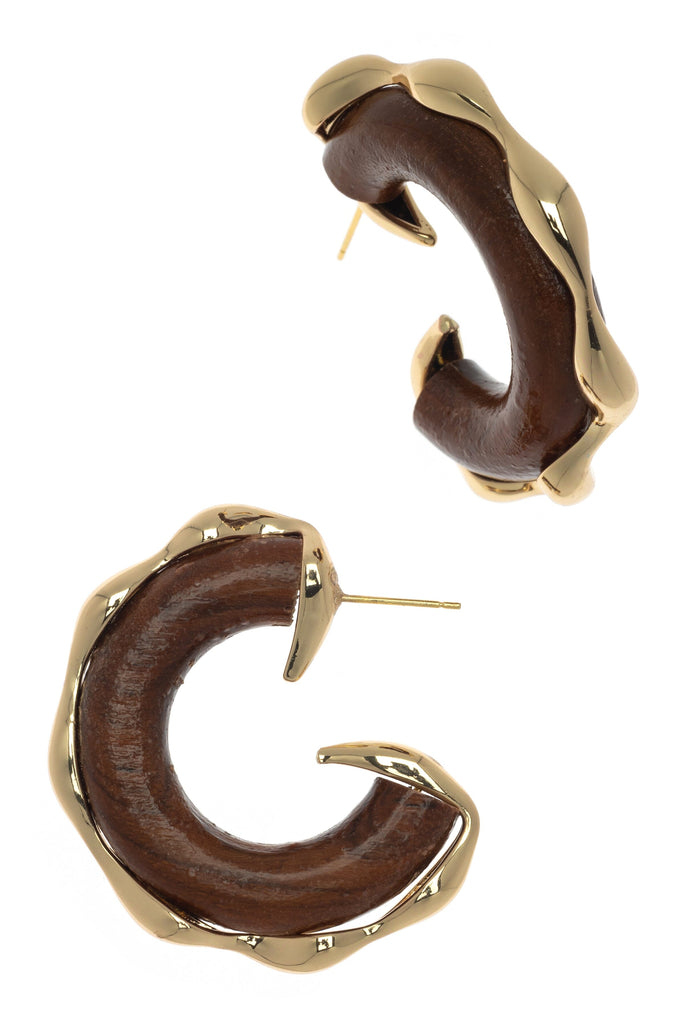 Brown Gold Half Hoop Earrings - Nakamol