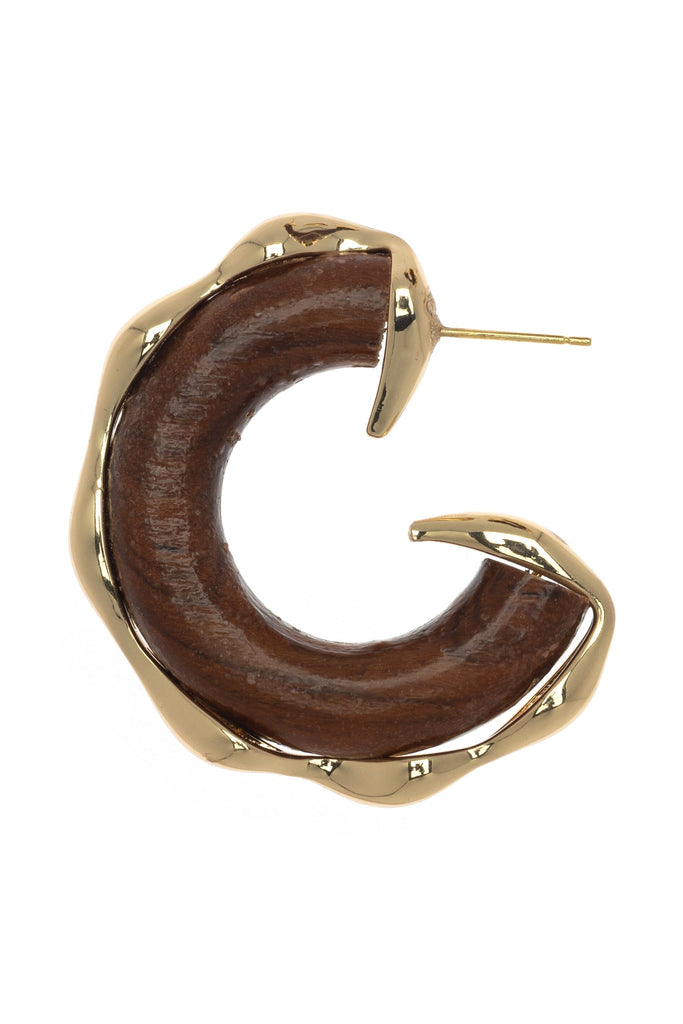 Brown Gold Half Hoop Earrings - Nakamol