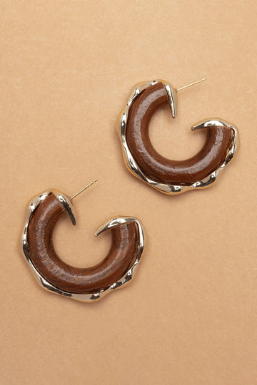 Brown Gold Half Hoop Earrings - Nakamol