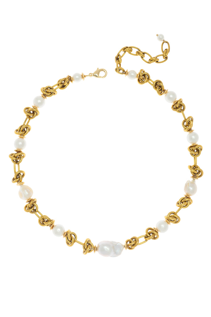 Twisted Gold Pearl Necklace - Nakamol