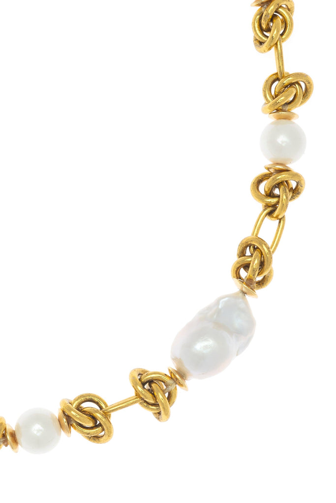 Twisted Gold Pearl Necklace - Nakamol