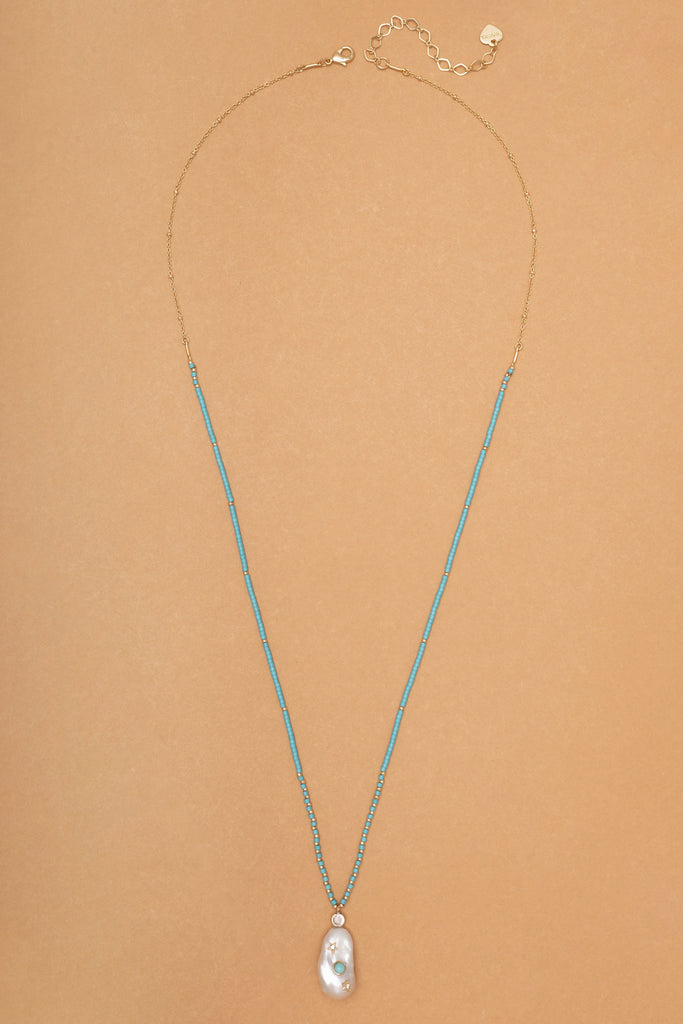 White Pearl Turquoise Long Necklace - Nakamol