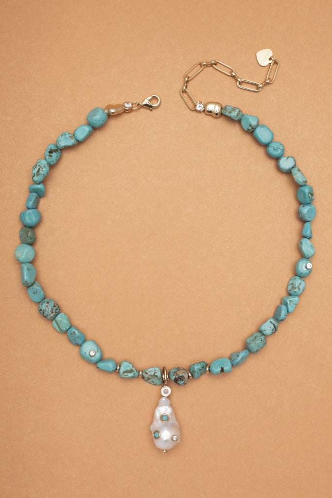 Chunky Turquoise Baroque Necklace - Nakamol