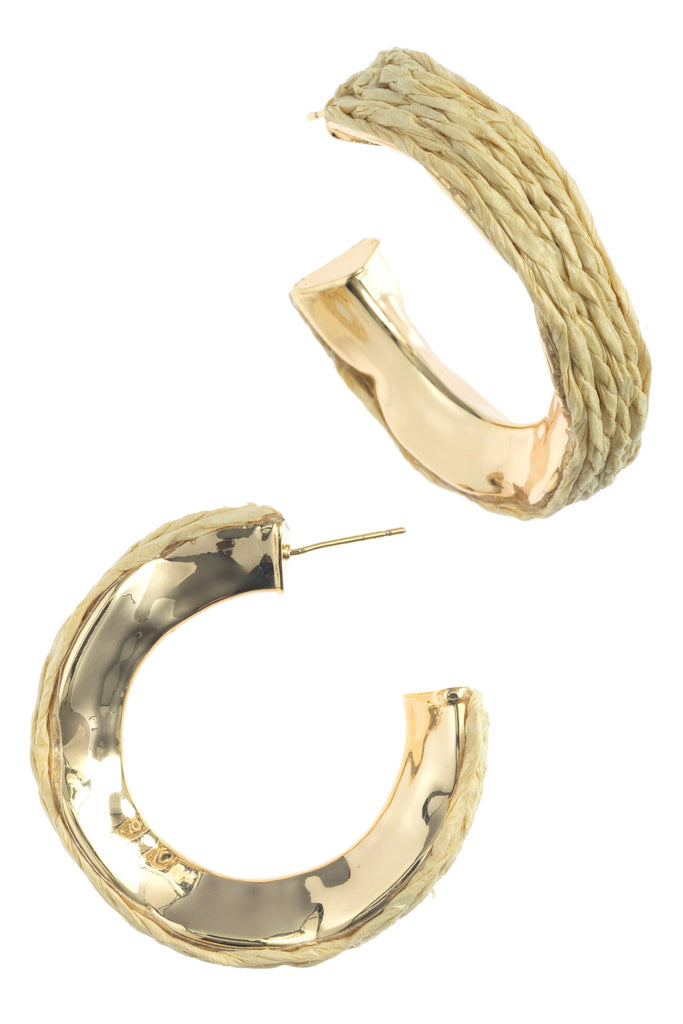 TEXTURED CREAM HALF HOOP EARRINGS - Nakamol
