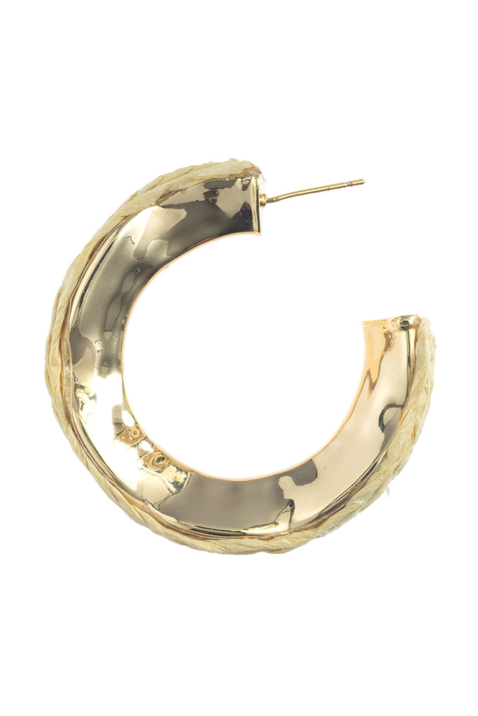 TEXTURED CREAM HALF HOOP EARRINGS - Nakamol