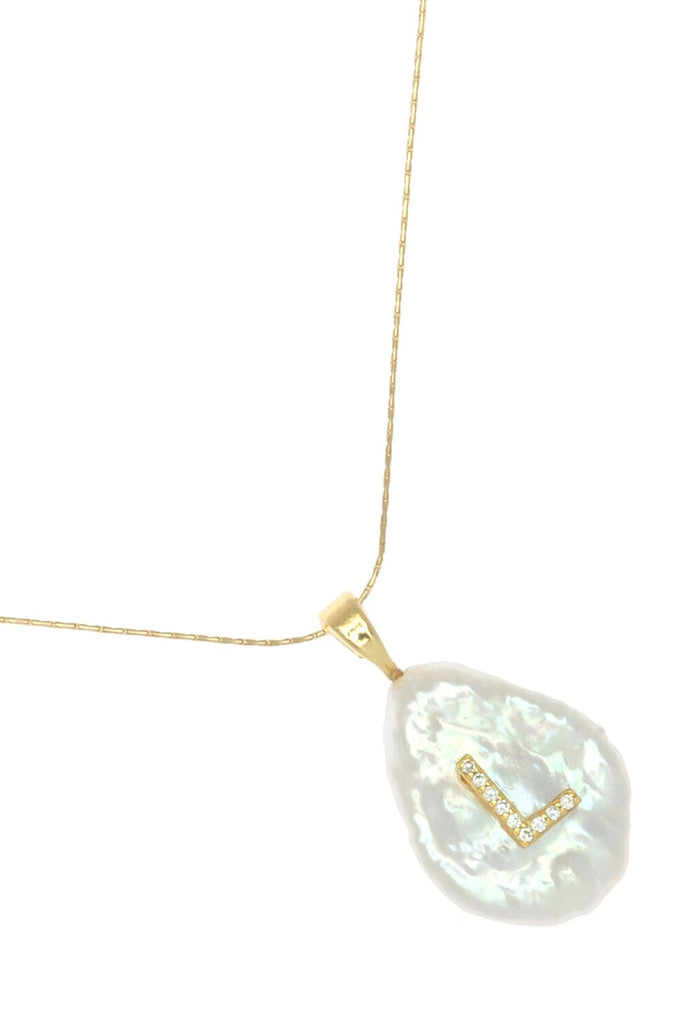 L White Pearl Pendant Necklace - Nakamol