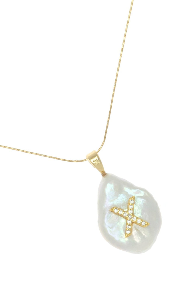 X White Pearl Pendant Necklace - Nakamol