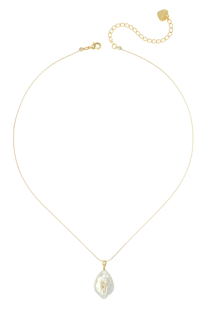 Y White Pearl Pendant Necklace - Nakamol