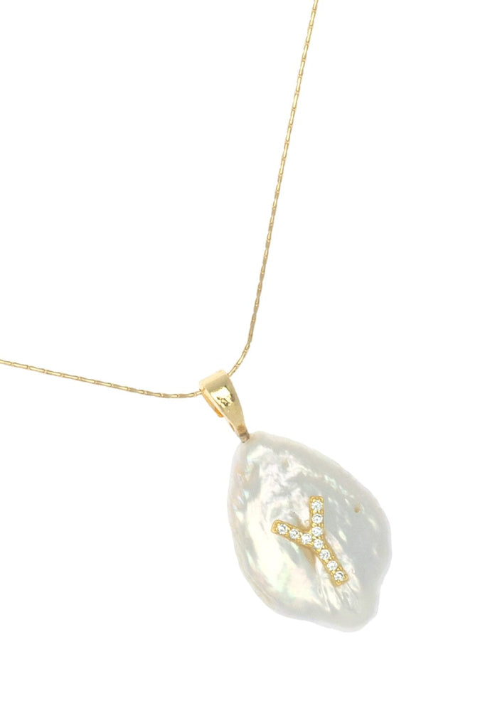 Y White Pearl Pendant Necklace - Nakamol