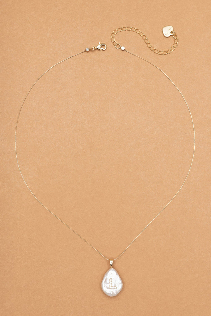 L White Pearl Pendant Necklace - Nakamol
