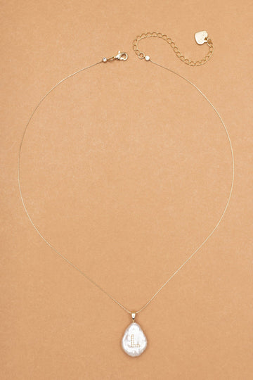 L White Pearl Pendant Necklace - Nakamol