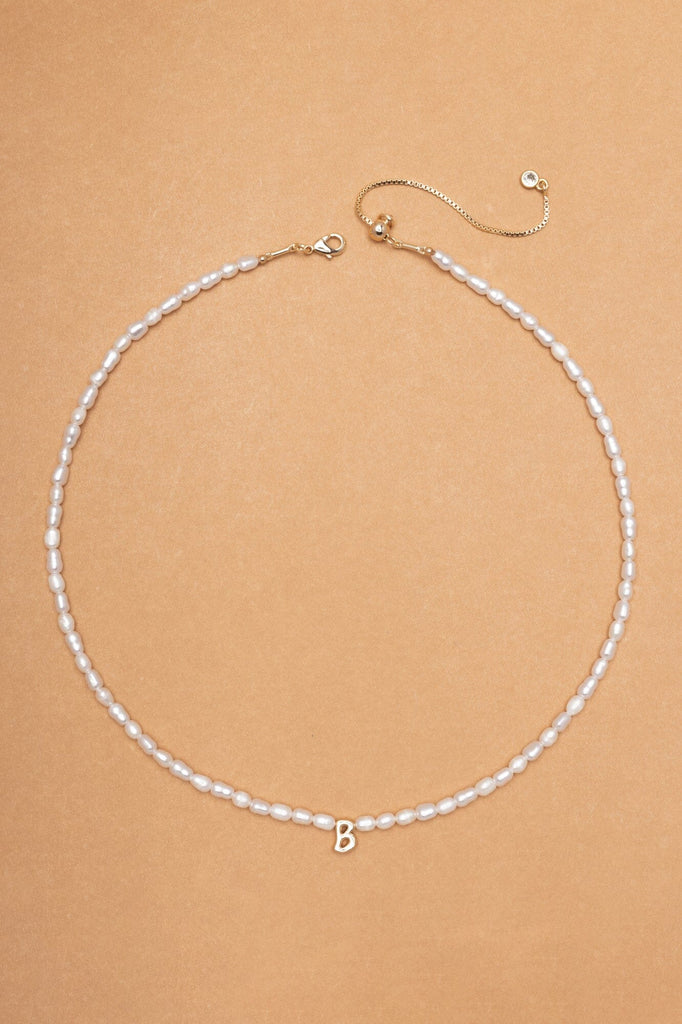 White Pearl B Bead Fashion Necklace - Nakamol