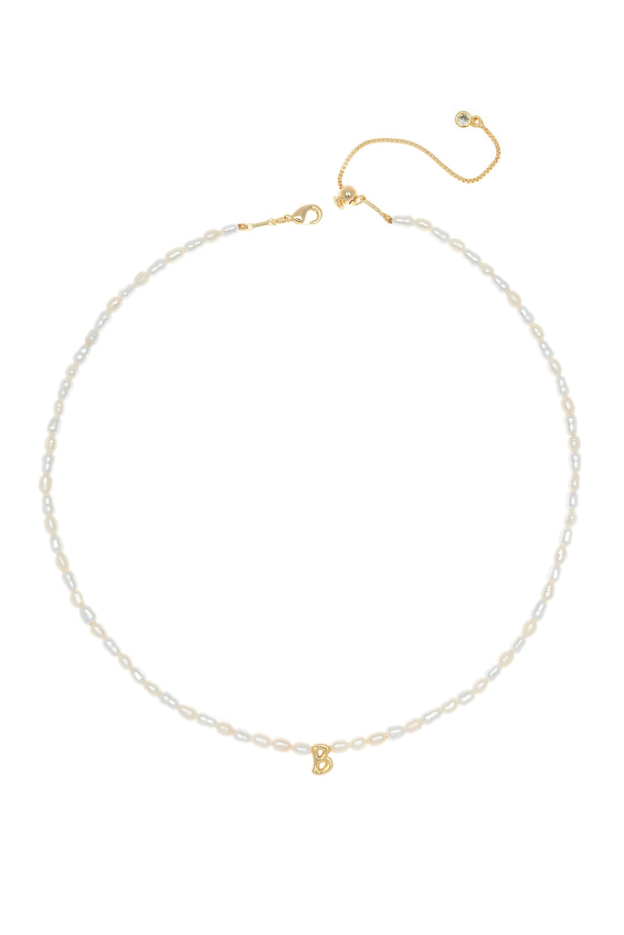 White Pearl B Bead Fashion Necklace - Nakamol