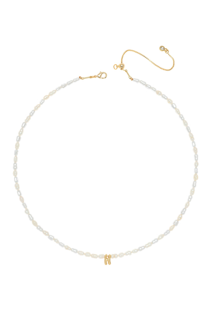 White Pearl H Bead Fashion Necklace - Nakamol