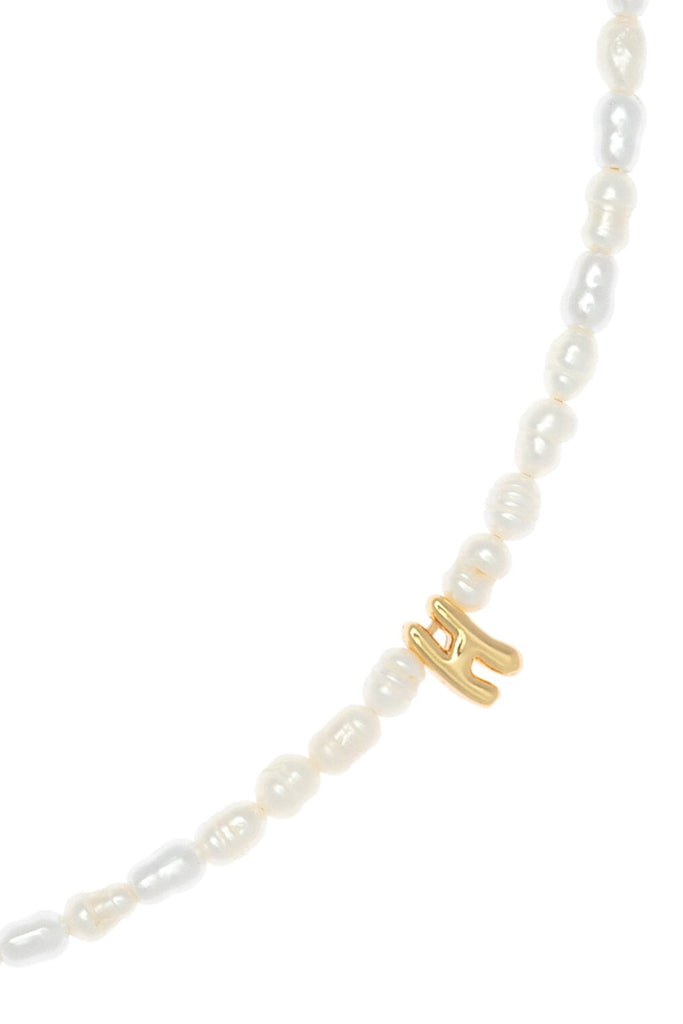 White Pearl H Bead Fashion Necklace - Nakamol