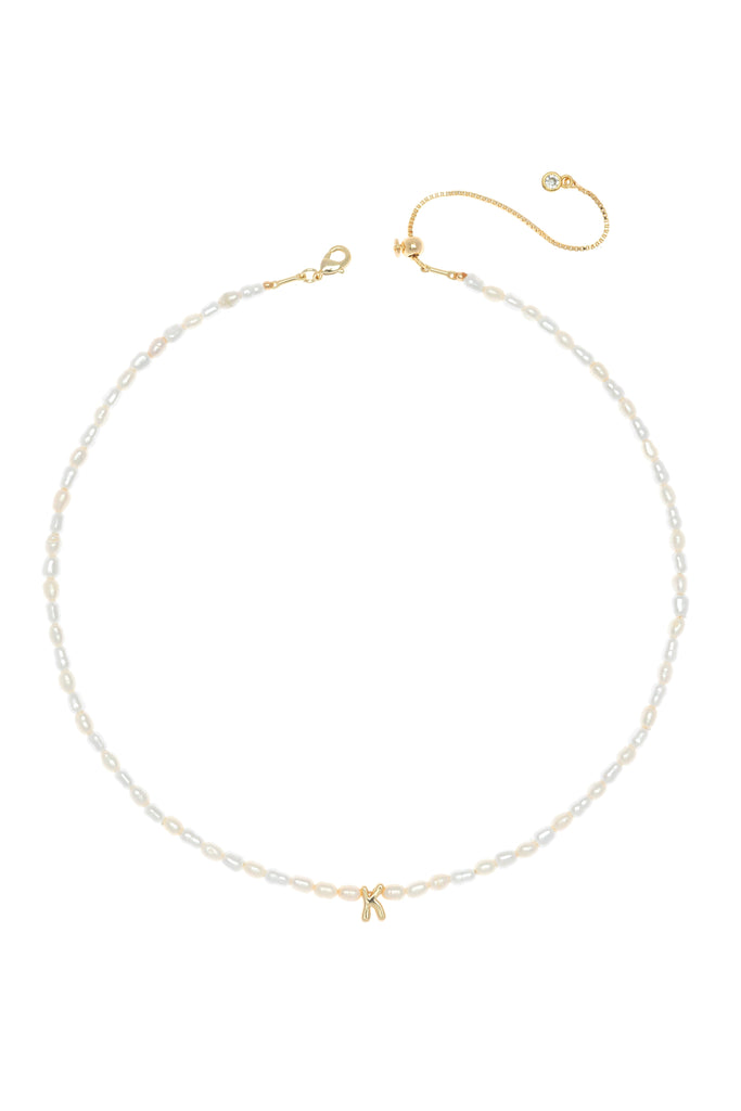 White Pearl K Bead Fashion Necklace - Nakamol