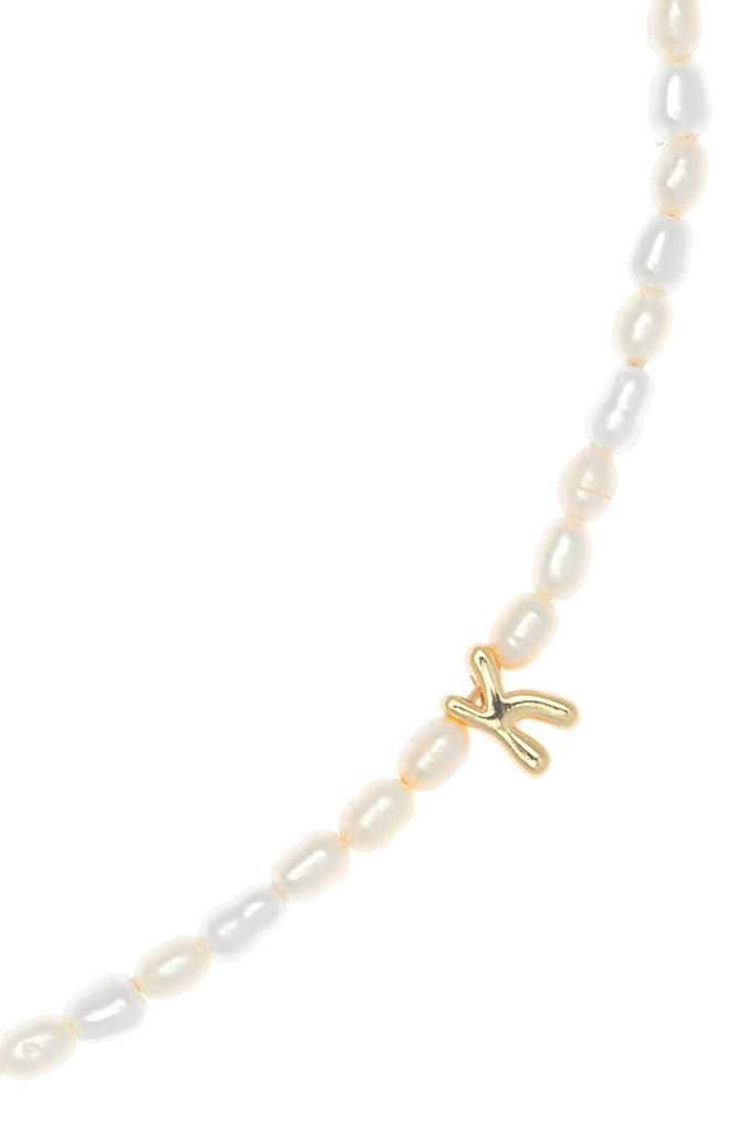 White Pearl K Bead Fashion Necklace - Nakamol