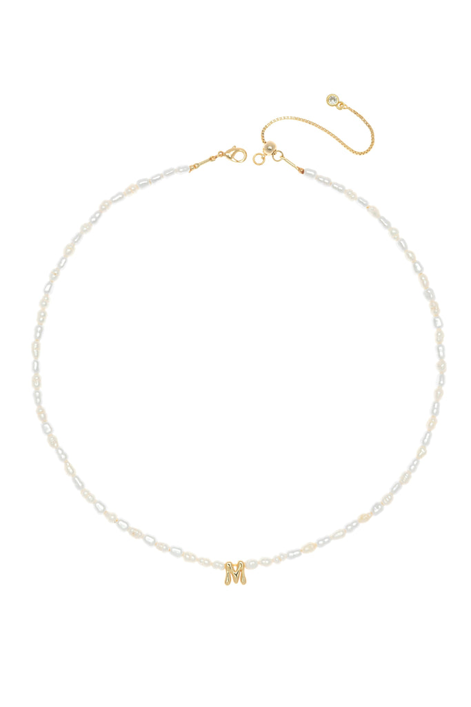White Pearl M Bead Fashion Necklace - Nakamol