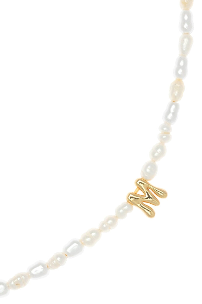 White Pearl M Bead Fashion Necklace - Nakamol