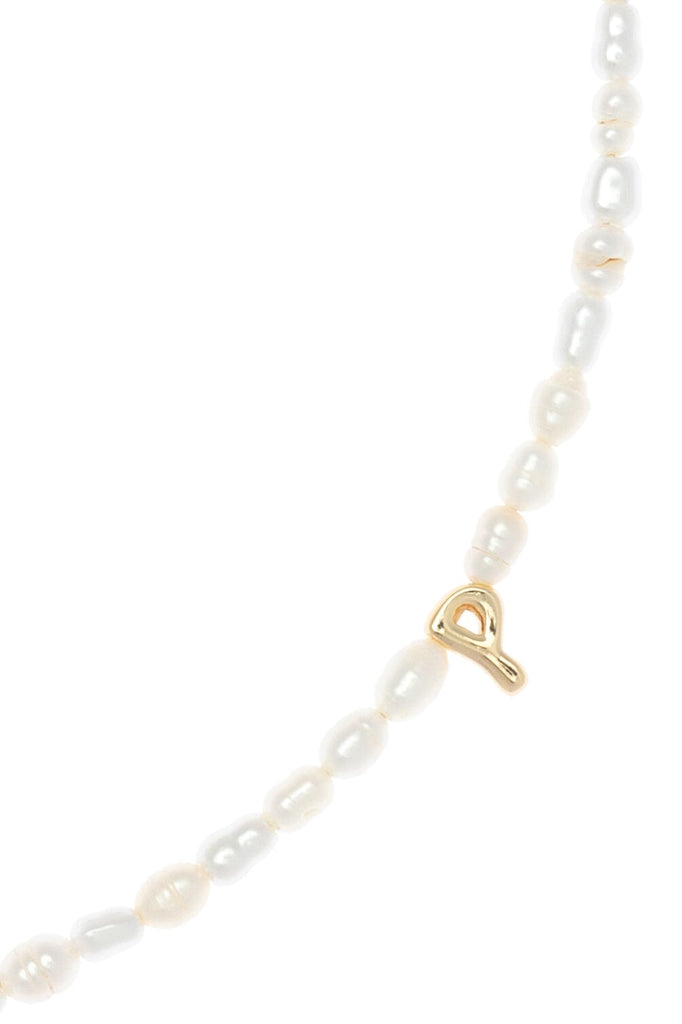 White Pearl P Bead Fashion Necklace - Nakamol