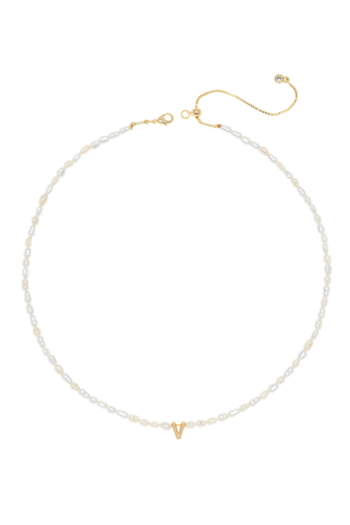 White Pearl V Bead Fashion Necklace - Nakamol