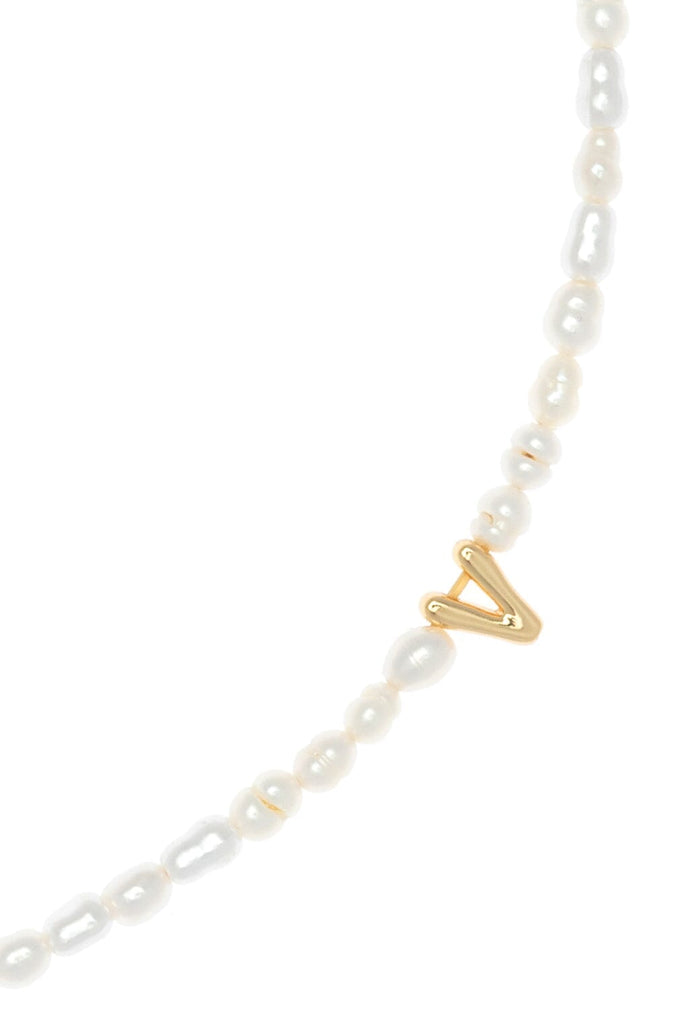 White Pearl V Bead Fashion Necklace - Nakamol