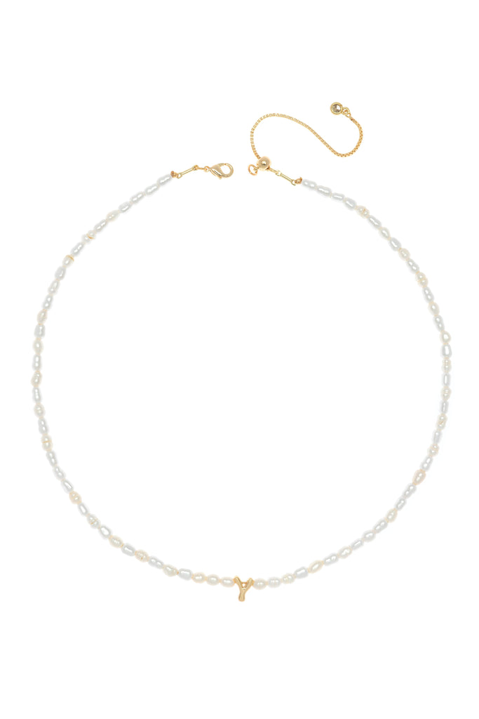 White Pearl Y Bead Fashion Necklace - Nakamol