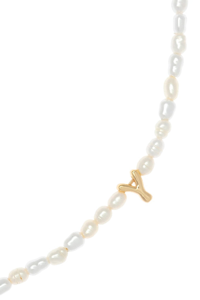 White Pearl Y Bead Fashion Necklace - Nakamol