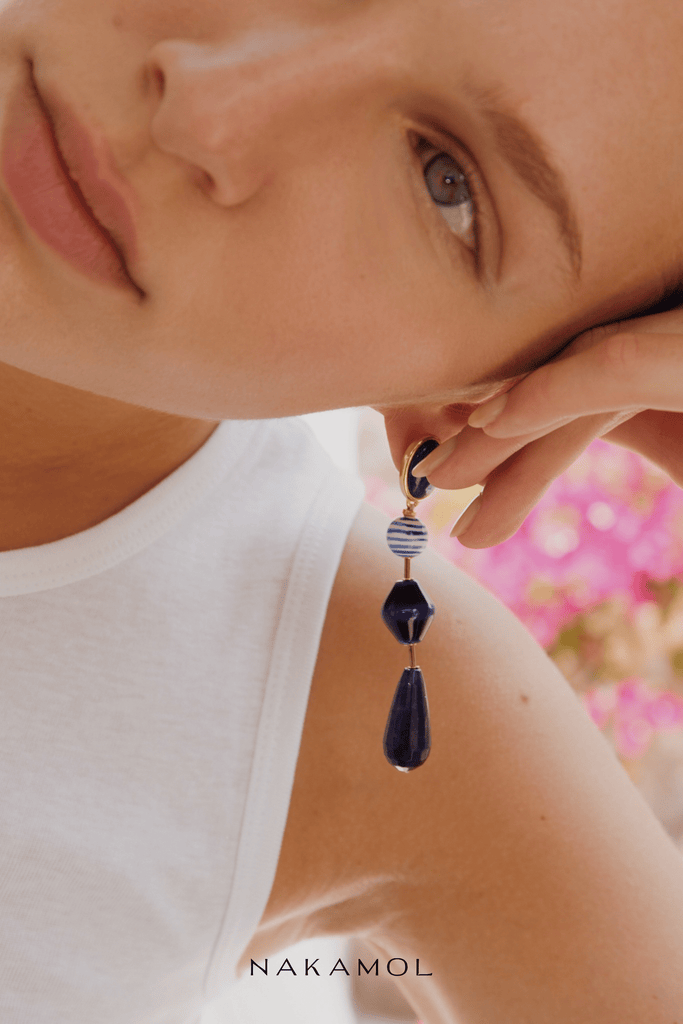 Lapis Noir Gemstone Earrings - Nakamol