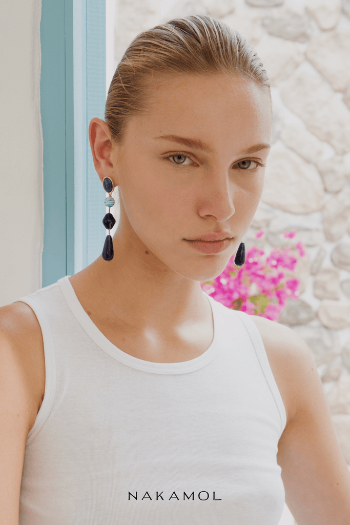 Lapis Noir Gemstone Earrings - Nakamol