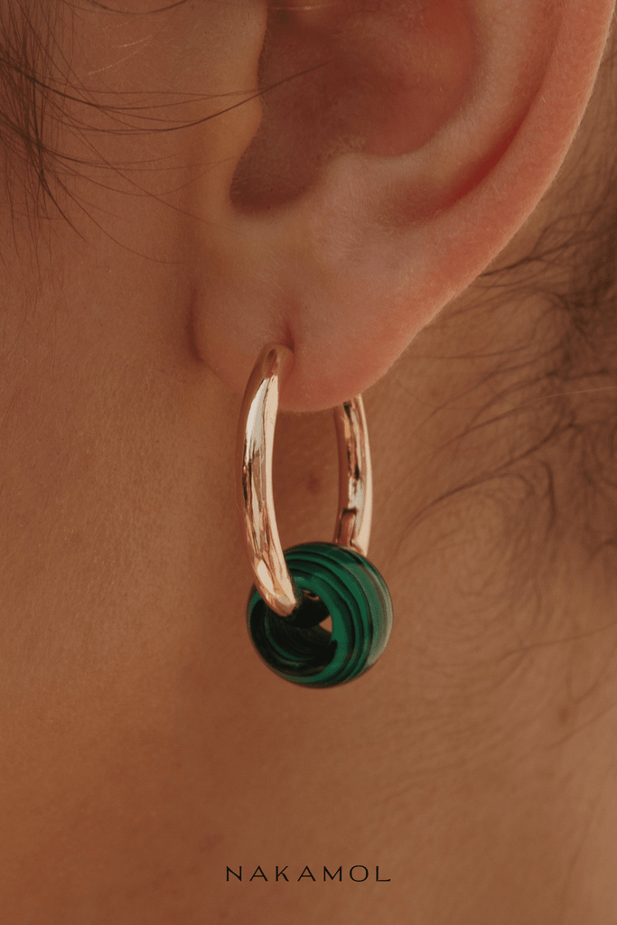 Cadmium Green Round Head Hoop Earrings - Nakamol