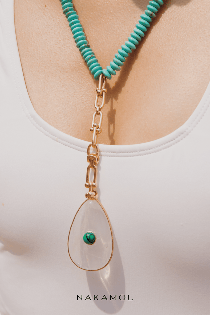 Crystal Pendant Turquoise Bead Necklace - Nakamol