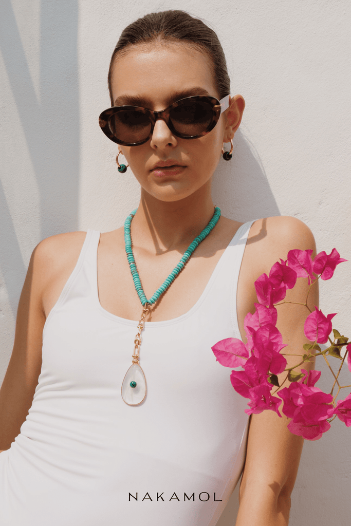 Cadmium Green Round Head Hoop Earrings - Nakamol