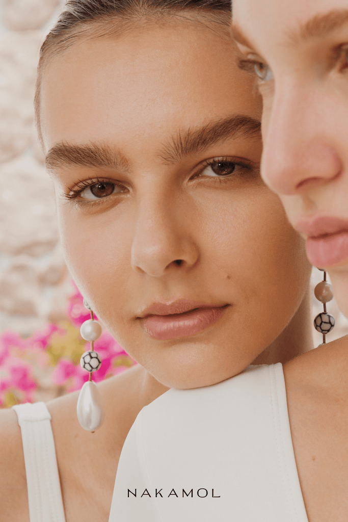 Blue and White Pearl Single Drop Earrings - Nakamol