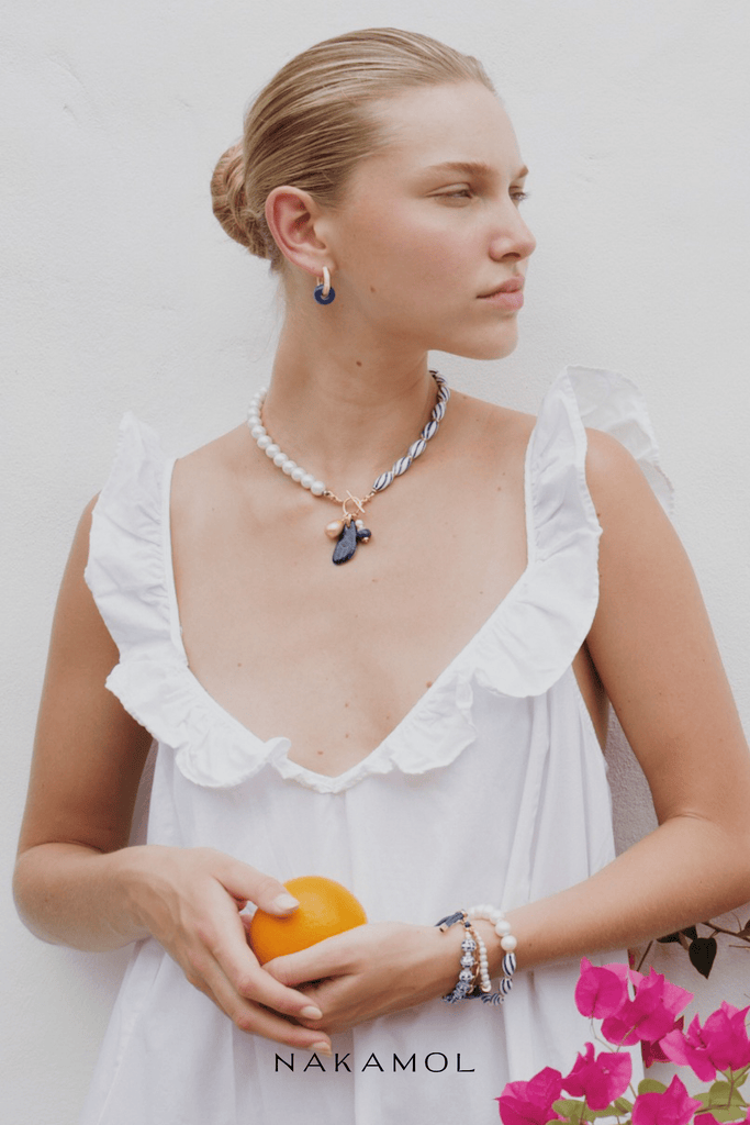Chunky Blue Bead Earrings - Nakamol